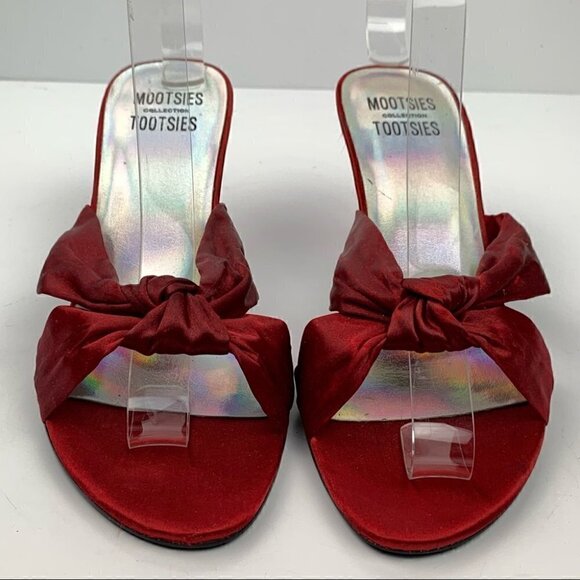 Mooties Tootsies collection heels size 7.5 deep crimson red satin formal - Picture 3 of 12